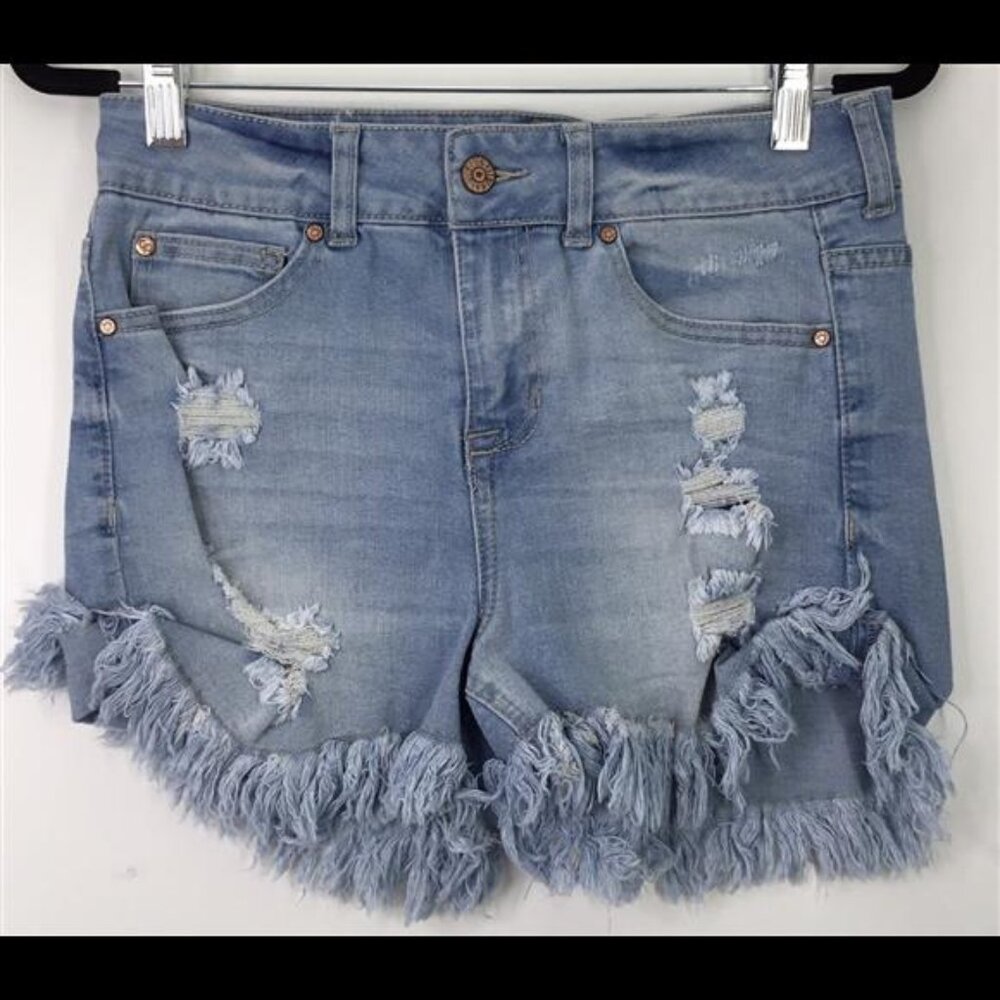 Celebrity Pink The Iconic Jean Shorts Size 3/26 Blue Cuffed High Rise Distressed